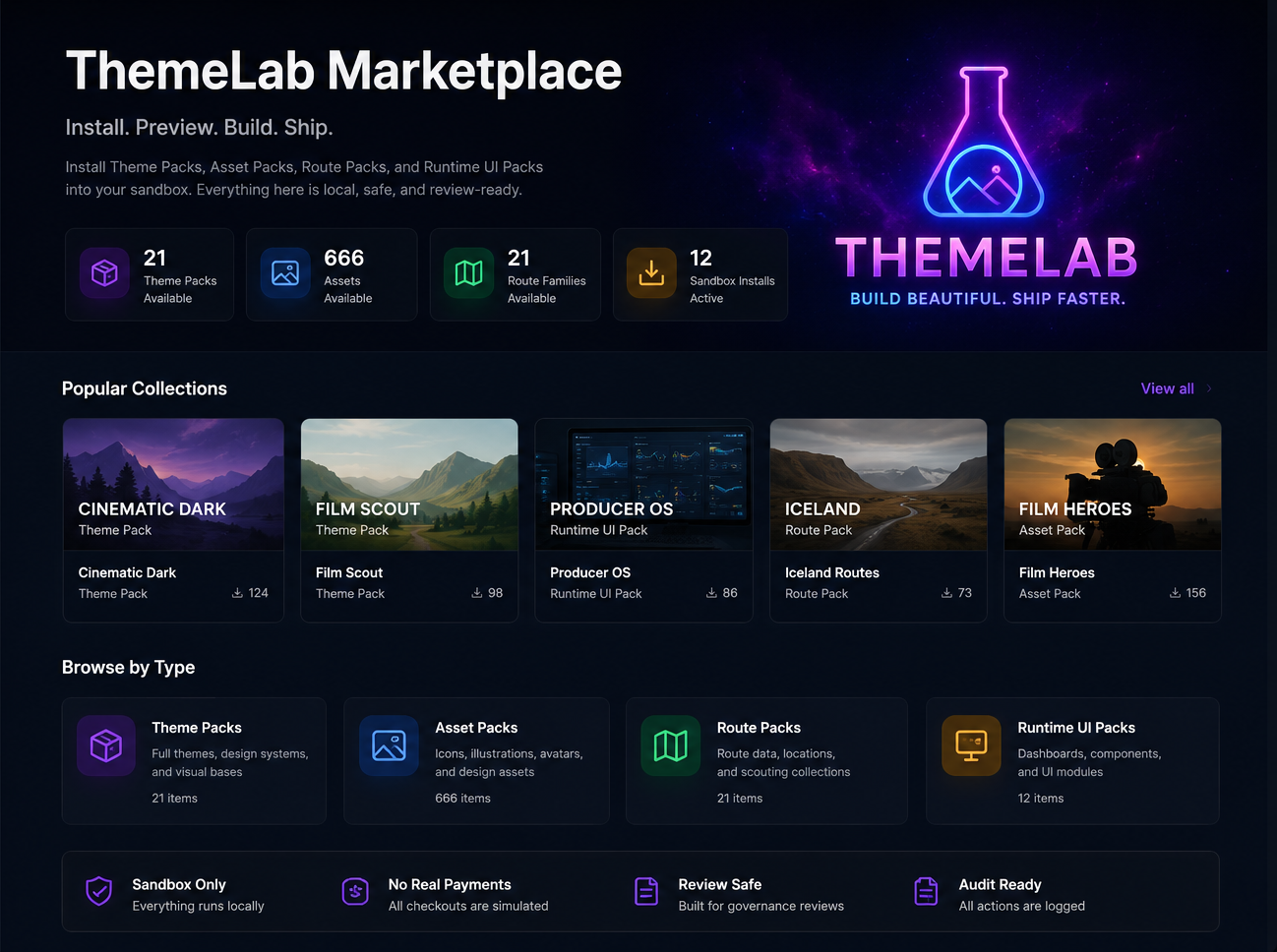 Main Application Shell extracted from ThemeLab Marketplace Overview